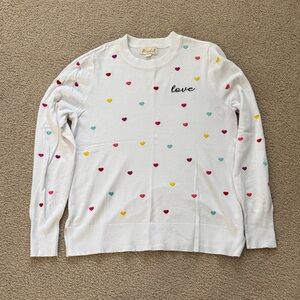 Off white Sweater with Colorful Heart Pattern